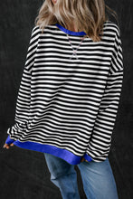 Load image into Gallery viewer, Stripe Oversized Contrast Trim Pullover Sweatshirt
