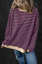 Load image into Gallery viewer, Stripe Oversized Contrast Trim Pullover Sweatshirt
