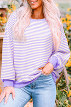 Load image into Gallery viewer, Stripe Loose Drop Shoulder Long Sleeve Top
