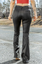 Load image into Gallery viewer, Black Skinny Leather Flared Pants
