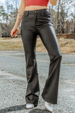 Load image into Gallery viewer, Black Skinny Leather Flared Pants
