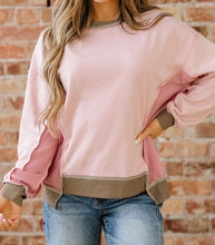 Load image into Gallery viewer, Color Block Mix Texture Waffle Patchwork Oversize Sweatshirt
