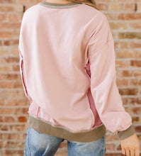 Load image into Gallery viewer, Color Block Mix Texture Waffle Patchwork Oversize Sweatshirt
