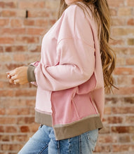 Load image into Gallery viewer, Color Block Mix Texture Waffle Patchwork Oversize Sweatshirt
