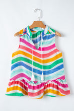 Load image into Gallery viewer, Colorful striped Ruffled Hem V Neck Tank Top
