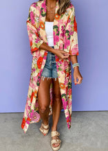 Load image into Gallery viewer, Floral Print Open Front Belted Duster Kimono
