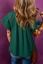 Load image into Gallery viewer, Eyelet Embroidered Sleeve Tie V Neck Blouse
