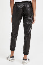 Load image into Gallery viewer, Faux Leather Ankle Smocked Waist Drawstring Joggers
