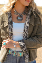 Load image into Gallery viewer, Snakeskin Trim Pocketed Corduroy Jacket
