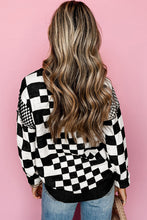 Load image into Gallery viewer, Checkered Print Drop Shoulder Round Neck Sweater
