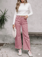 Load image into Gallery viewer, Leopard Frayed Edge Wide Leg High Waist Jeans
