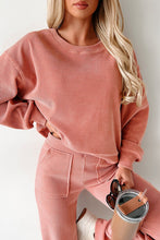 Load image into Gallery viewer, INSTOCK LARGE Ribbed Knit Drop Shoulder Pocketed Two Piece Lounge Set
