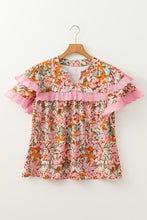 Load image into Gallery viewer, Floral Tiered Ruffled Short Sleeve Blouse
