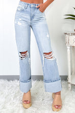 Load image into Gallery viewer, Light Wash Distressed Flare Jeans
