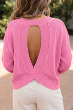 Load image into Gallery viewer, Drop Shoulder Round Neck Long Sleeve Backless Pullover Sweater
