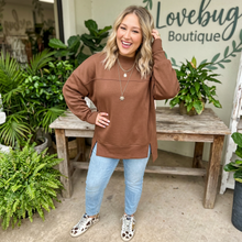 Load image into Gallery viewer, Oversized Mock Neck Split Hem Tunic Sweatshirt
