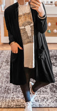 Load image into Gallery viewer, Black Solid Color Open Front Cardigan with Pocket
