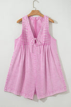 Load image into Gallery viewer, Mineral Wash Pleated Bust V Neck Sleeveless Denim Romper
