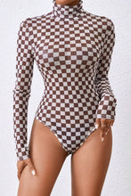 Load image into Gallery viewer, Checkered Printed Long Sleeve High Neck Bodysuit
