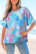 Load image into Gallery viewer, Bowknot Printed Waffle Crewneck Loose Short Sleeve Top
