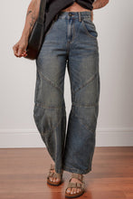 Load image into Gallery viewer, Exposed Stitching Loose Straight High Waist Jeans
