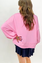 Load image into Gallery viewer, Sachet Pink Buttoned Neckline Loose Sweatshirt
