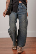 Load image into Gallery viewer, Exposed Stitching Loose Straight High Waist Jeans
