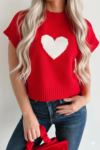 Load image into Gallery viewer, Heart Graphic Cropped Short Sleeve Sweater

