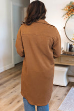 Load image into Gallery viewer, Chestnut Solid Color Textured Chest Pockets Midi Shacket
