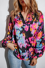 Load image into Gallery viewer, Graffiti Printed V Neck Puff Sleeve Blouse
