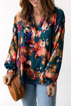 Load image into Gallery viewer, Graffiti Printed V Neck Puff Sleeve Blouse
