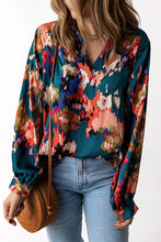 Load image into Gallery viewer, Graffiti Printed V Neck Puff Sleeve Blouse
