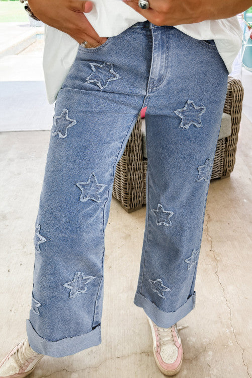 INSTOCK Star Patchwork Straight Leg Loose Jeans