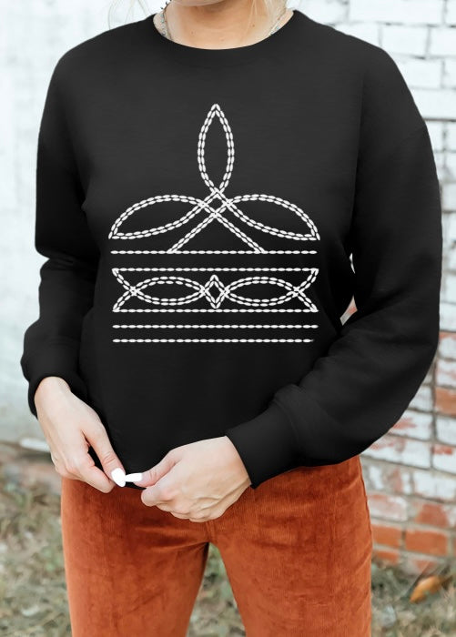 Boot stitch crew neck sweatshirt