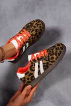 Load image into Gallery viewer, Leopard Faux Suede Color Block Detail Lace Up Sneakers 4139-P1017
