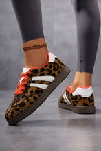 Load image into Gallery viewer, Leopard Faux Suede Color Block Detail Lace Up Sneakers 4139-P1017
