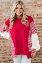 Load image into Gallery viewer, Striped Patchwork Sleeve Colorblock Sweatshirt
