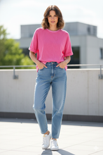 Load image into Gallery viewer, Ribbed Cutout Bow Knot Back Oversize T Shirt

