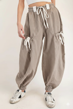 Load image into Gallery viewer, Stripe Drawstring Cargo Jogger Pants with Pockets
