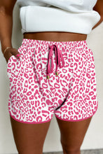Load image into Gallery viewer, Leopard Elastic Waist Lace up Contrast Trim Casual Shorts
