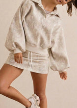 Load image into Gallery viewer, Woodland Print Balloon Sleeve Pullover Drawstring Mini Skirt Set

