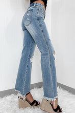 Load image into Gallery viewer, High Rise Ripped Distressed Hem Flared Jeans
