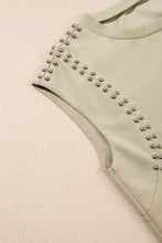 Load image into Gallery viewer, Studded Cap Sleeve Round Neck T Shirt
