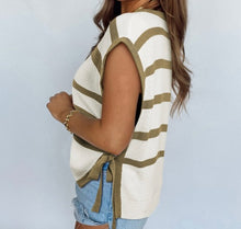 Load image into Gallery viewer, Stripe Tie Open Side Sweater Knitted Top
