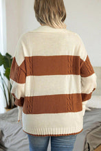 Load image into Gallery viewer, Striped Collared Neck Corded Sweater
