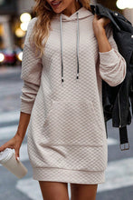 Load image into Gallery viewer, Drawstring Kangaroo Pocket Quilted Hooded Dress
