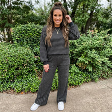 Load image into Gallery viewer, Stripe Cozy Terry Knit Long Sleeve Pullover Pocketed Shift Pants 2pcs Sets
