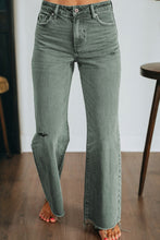Load image into Gallery viewer, Four Leaf Clover Slight Distressed Raw Edge Wide Leg Jeans
