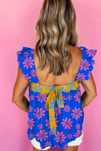 Load image into Gallery viewer, Floral Colorblock Flutter Straps Flowy Tank Top
