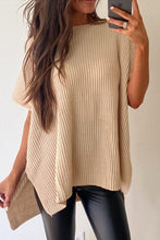 Load image into Gallery viewer, Short Sleeve Side Slit Oversized Sweater
